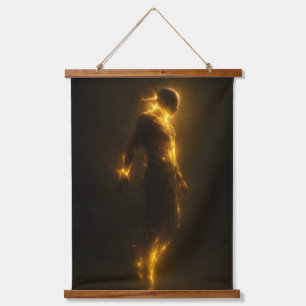 Ascendant Light: Luminous Human Form Hanging Tapestry