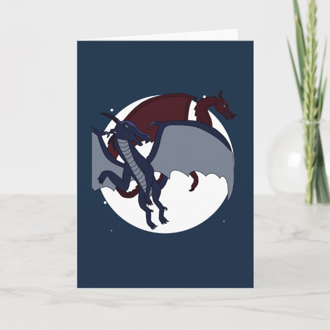 Ascended Mythical Fantasy Dragon Moon Blank Inside Card (Front)