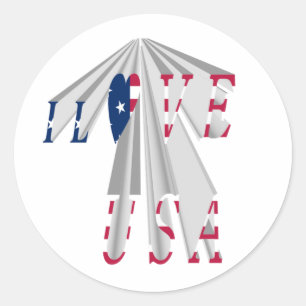 Ascending Patriotism: I Love USA Perspective Art Classic Round Sticker
