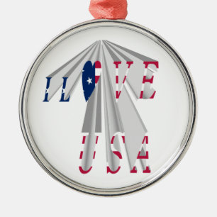 Ascending Patriotism: I Love USA Perspective Art Metal Tree Decoration