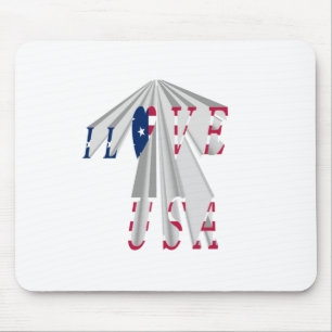 Ascending Patriotism: I Love USA Perspective Art Mouse Pad