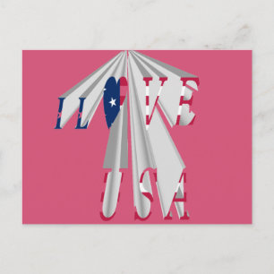Ascending Patriotism: I Love USA Perspective Art Postcard