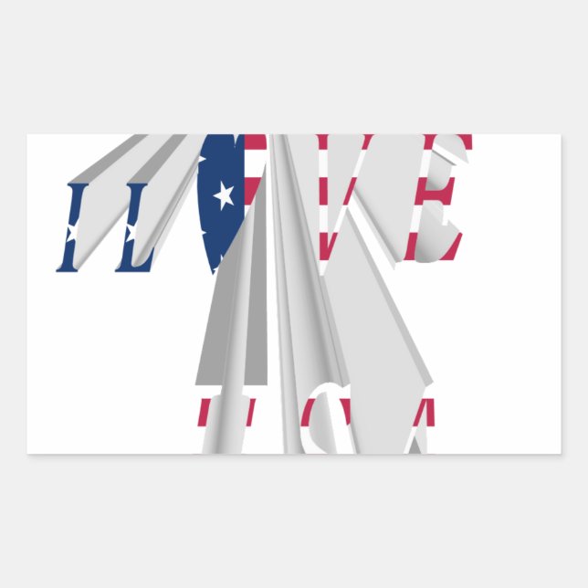 Ascending Patriotism: I Love USA Perspective Art Rectangular Sticker (Front)