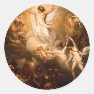 Ascension of Christ with Angels Classic Round Sticker