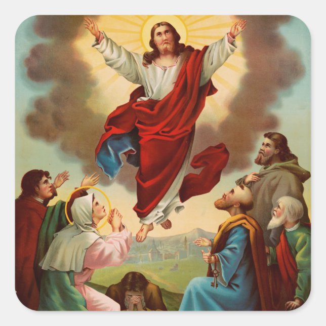 Ascension of Jesus to the Heaven Square Sticker (Front)