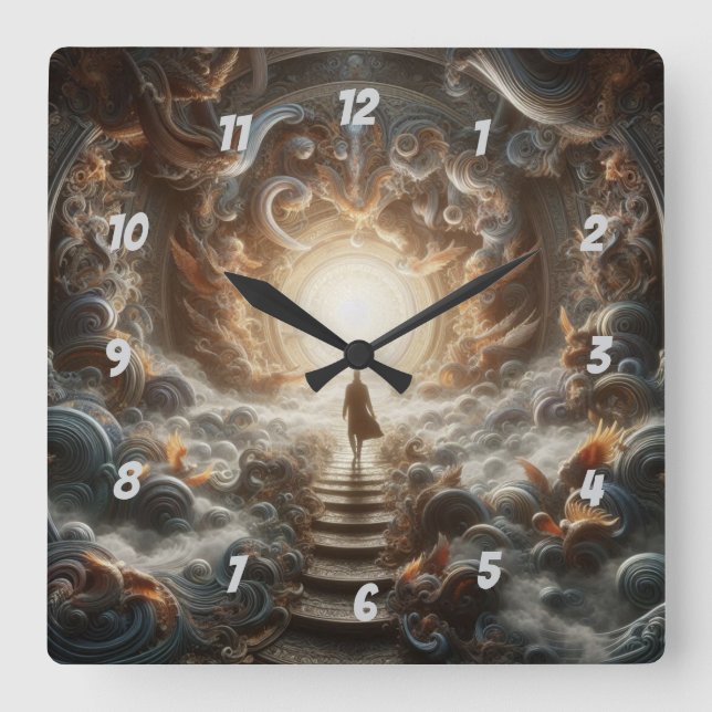 Ascension to the Light Square Wall Clock (Front)