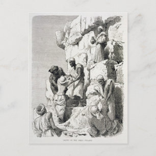 Ascent of the Great Pyramid, 19th century Postcard