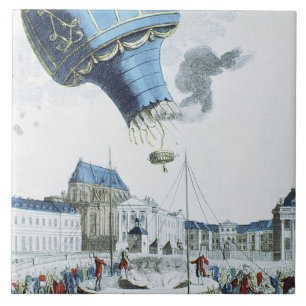 Ascent of the Montgolfier brothers hot-air balloon Ceramic Tile