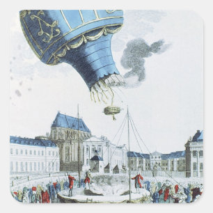 Ascent of the Montgolfier brothers hot-air balloon Square Sticker