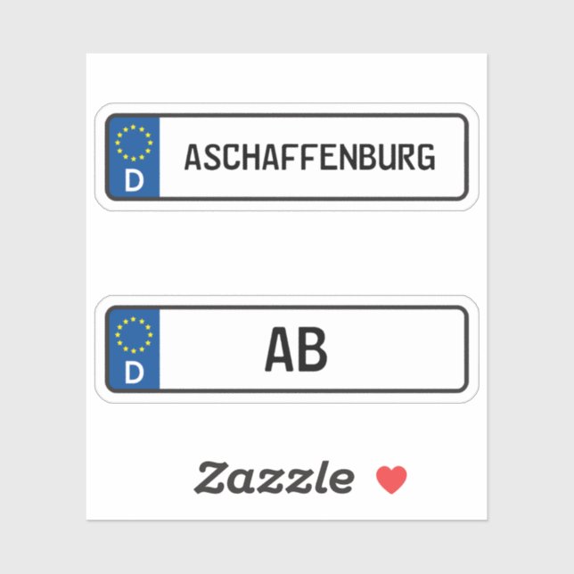 Aschaffenburg kennzeichen, German Car License Plat (Sheet)