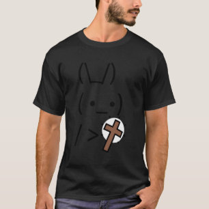 Ascii Art Bunny Rabbit Holding A Cross Christian T-Shirt