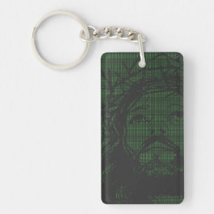 ASCII Art Jesus Crown Of Thorns John 19:30 Key Ring