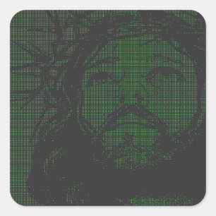 ASCII Art Jesus Crown Of Thorns John 19:30 Square Sticker