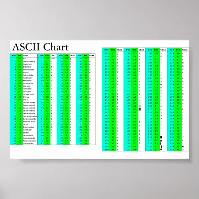 ASCII Chart For All Zazzle