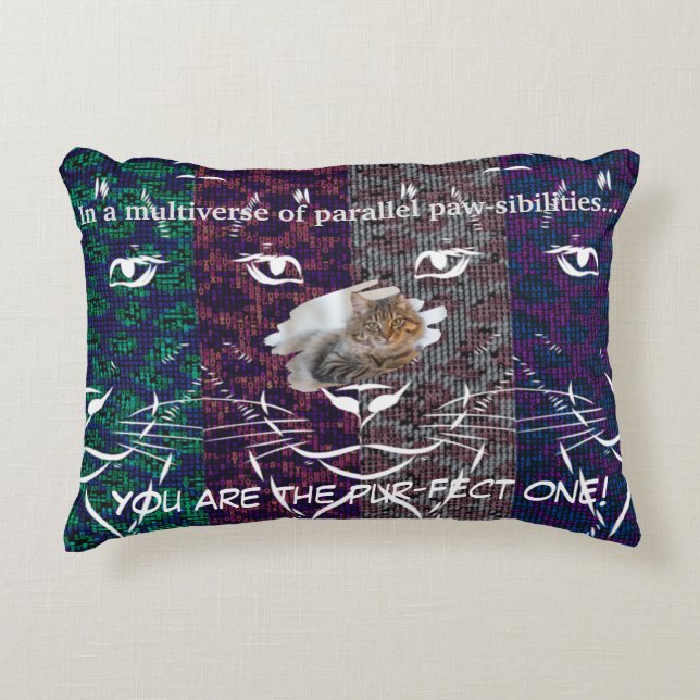 Ascii multi-coloured pixelated cats decorative cushion (Front)