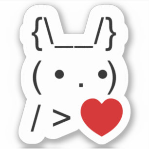ASCII Text Art Bunny Rabbit Give Heart