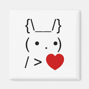 ASCII Text Art Bunny Rabbit Give Heart Magnet