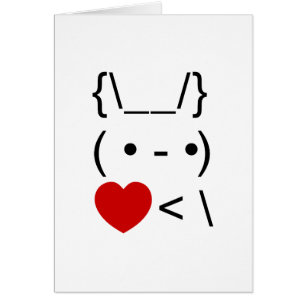 ASCII Text Art Bunny Rabbit Take Heart Back Card