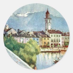 Ascona Switzerland on Lake Maggiore, 1918 Classic Round Sticker