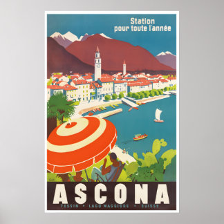 Ascona Travel Poster Switzerland Art Swiss Gift