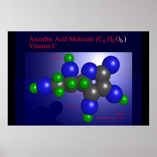 Ascorbic Acid Molecule (print) Poster (Front)