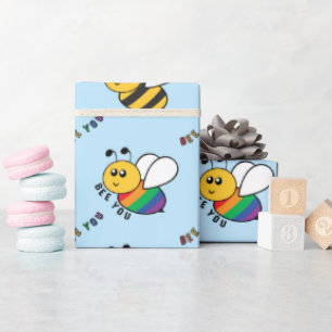 ASD Colorful Bee You Autistic Girlfriend Birthday Wrapping Paper