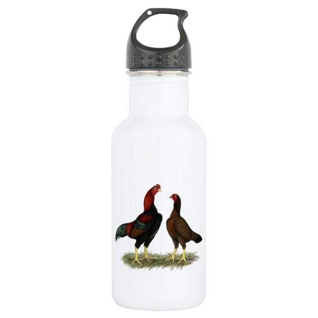 Aseel Black Red Chickens 532 Ml Water Bottle (Front)