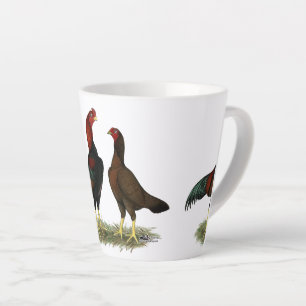 Aseel Black Red Chickens Latte Mug