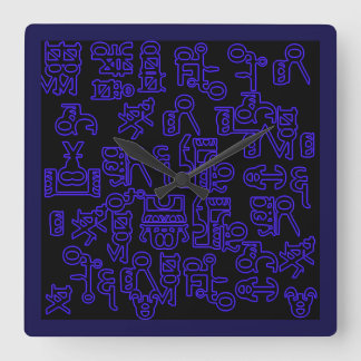 Asemic Wanderings I Square Wall Clock