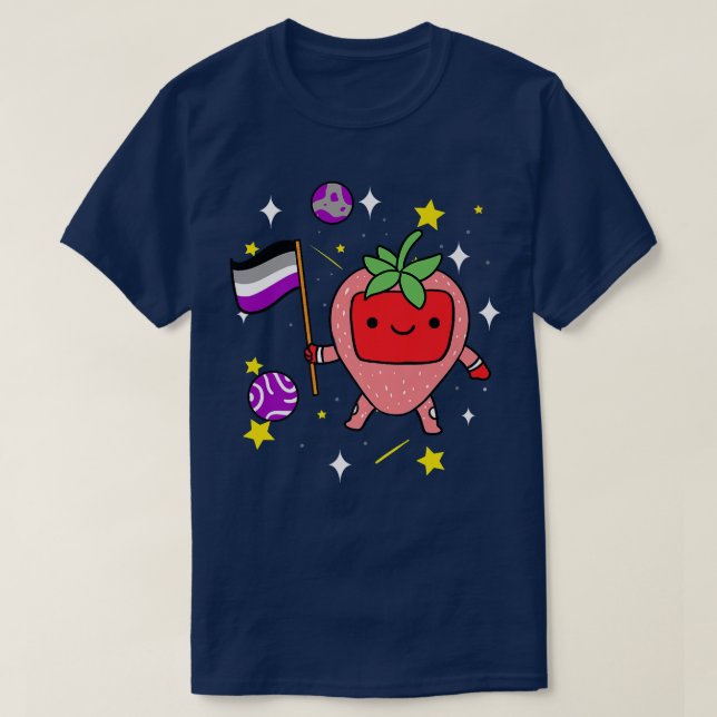 Aseual Strawberry Astronaut In Space Ace Pride  T-Shirt (Design Front)