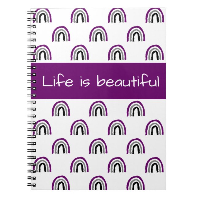 Asexual Ace Pride Painted Crayon Rainbow Notebook (Front)