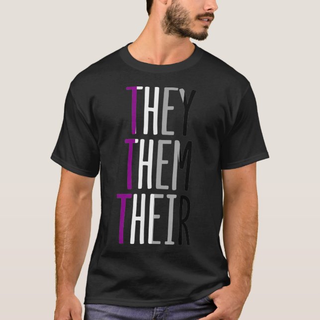 Asexual Ace They Them Their Enby Nonbinary Pride P T-Shirt (Front)