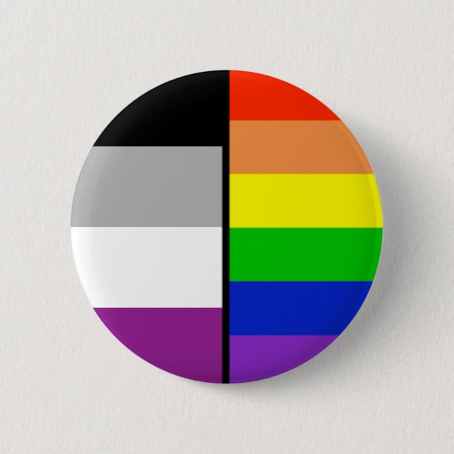 Asexual and Rainbow Flags Badge (Front)