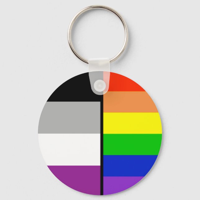 Asexual and Rainbow Flags Key Chain (Front)