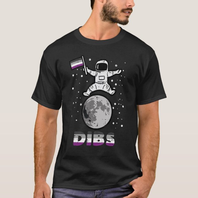 Asexual Astronaut On Moon Dibs Ace Pride Flag Lgbt T-Shirt (Front)