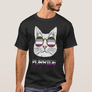 Asexual Cat Purride Ace Pride Flag Asexuality LGBT T-Shirt