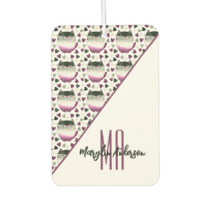 ASEXUAL CATS & HEARTS WATERCOLOR CUSTOM MONOGRAM CAR AIR FRESHENER