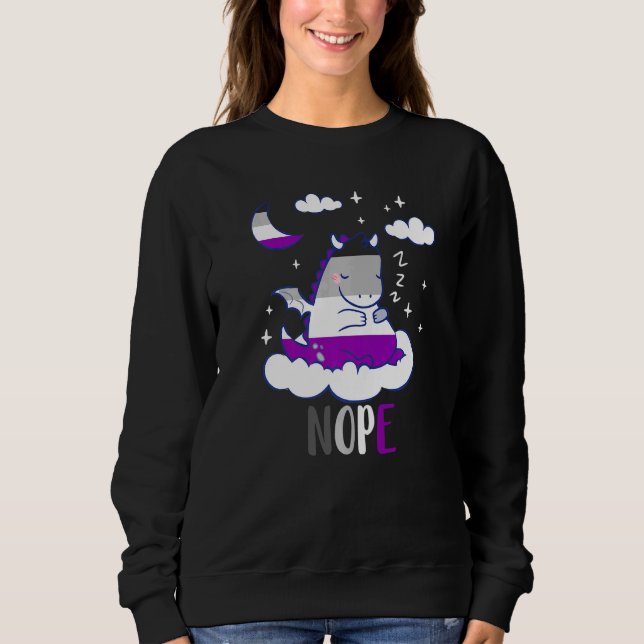 Asexual Cute Dragon Nope Ace Sleep Night LGBQA Ase Sweatshirt (Front)