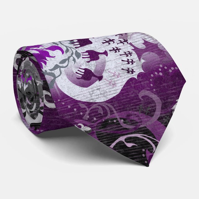 Asexual Dragon Damask - Ace Pride Flag Colors Tie (Rolled)