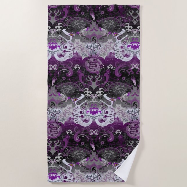 Asexual Dragon Damask - Ace Pride Flag Colours Beach Towel (Front)