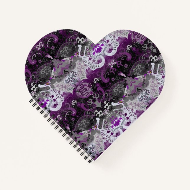 Asexual Dragon Damask - Ace Pride Flag Colours Notebook (Front)