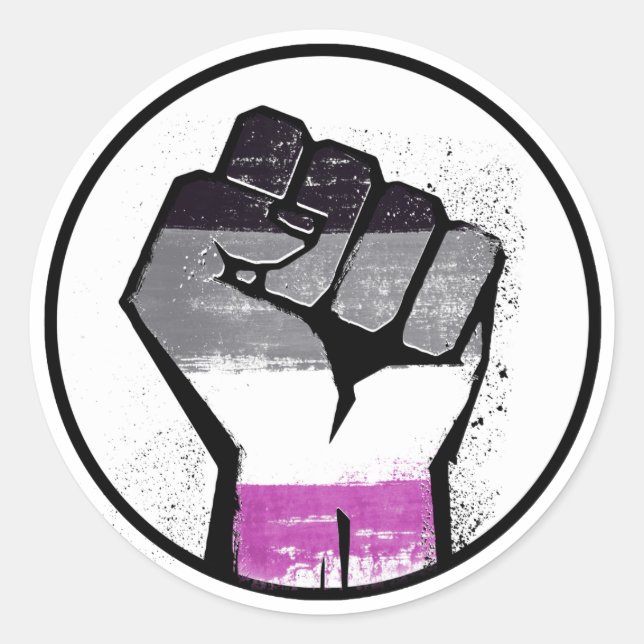 ASEXUAL FIST CLASSIC ROUND STICKER (Front)
