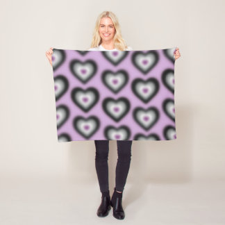 Asexual flag colours on a blurred heart fleece blanket