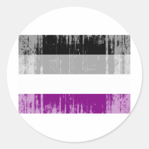 ASEXUAL FLAG DISTRESSED CLASSIC ROUND STICKER