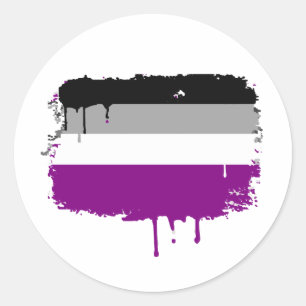 ASEXUAL FLAG DRIPPING CLASSIC ROUND STICKER