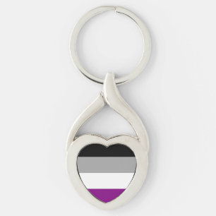 Asexual flag heart-shaped keychain