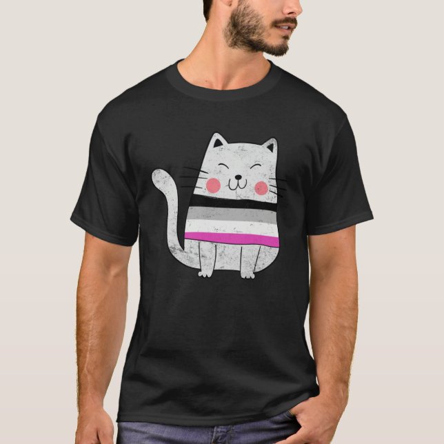 Asexual Flag LGBTQ Cats Pride Cat T-Shirt (Front)