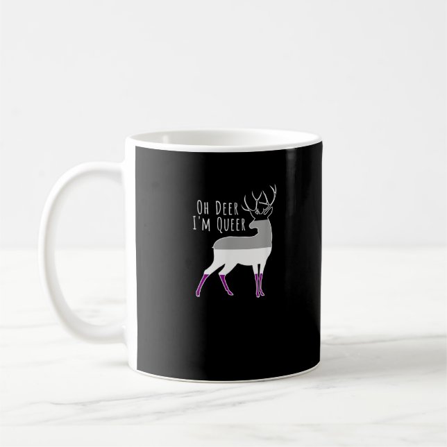 Asexual Flag Oh Deer Queer Pride Funny LGBT Design Coffee Mug (Left)