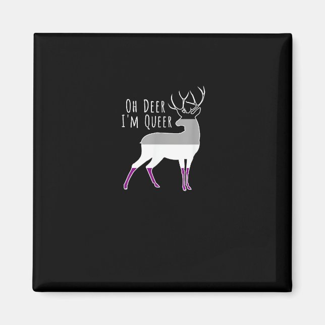 Asexual Flag Oh Deer Queer Pride Funny LGBT Design Magnet (Front)