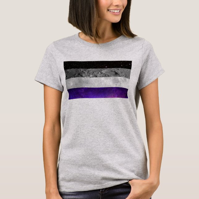 Asexual Flag/ Space Ace/ Galaxy/ Moon/ Astronomy T-Shirt (Front)